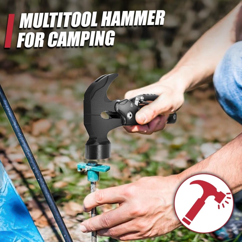 MANWALD 12 in 1 Multitool Hammer, Gifts for Dad, Christmas Stocking Stuffers for Men Adults, Camping Accessories Survival Gear, Cool Gadgets Gifts for Men, Husband, Boyfriends, Birthday Gifts for Him - Image 4